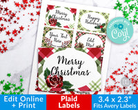 Christmas Labels Editable- Plaid
