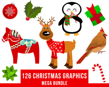126 Christmas Clipart Mega Bundle