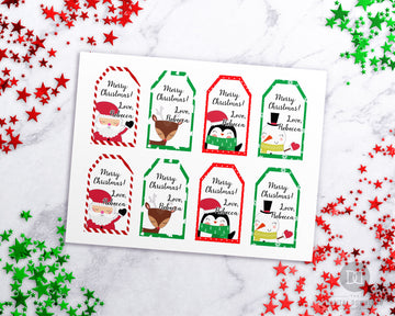 Christmas Tags Editable Printable- Characters *EDIT ONLINE*