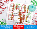 Reindeer Tags Editable Printable *EDIT ONLINE*