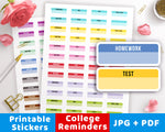 College Reminders Printable Planner Stickers- The Digital Download Shop