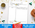 Cornell Notes Template Printable- Watercolor Floral