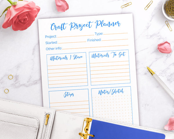 Craft project planner printable. Use this craft planner to plan for success with your next craft project, whether it's a personal project or a craft you intend to sell! 