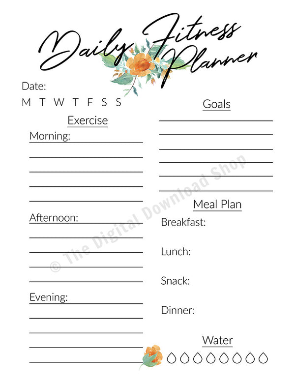 Daily Fitness Planner Printable