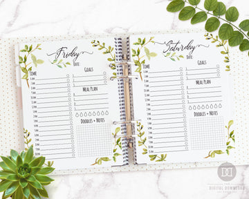 Daily Planner Printable- Watercolor Greenery