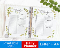 Make your to-do list beautiful with this printable daily planner with watercolor greenery! It includes a page for each day of the week! | daily schedule, organize your time, productivity, #planner #printable #DigitalDownloadShop