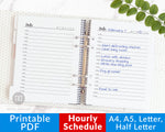 Hourly Planner Daily Schedule Printable- With plenty of space to write, it's easy to plan out your day by hour with this daily schedule planner printable! | planner with hours, hourly planner, to-do list printable, planner inserts, #planner #productivity #DigitalDownloadShop
