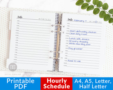Hourly Planner Daily Schedule Printable