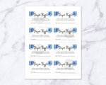 Printable raffle tickets with watercolor blue flowers for a boy baby shower. These printable diaper raffle game tickets are a fun and easy way to host a raffle game at your baby shower!