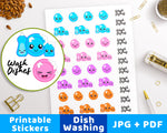 Dish Washing Printable Planner Stickers
