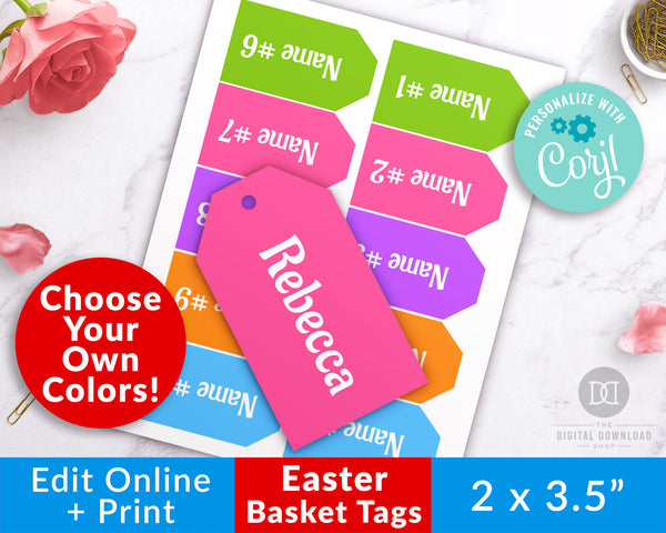 Easter Basket Tags Printable- Choose Your Own Colors