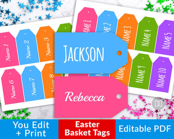 Easter Basket Name Tags Printable Editable