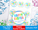 Printable Happy Easter Stickers- These editable printable Easter labels would be the perfect finishing touch on your Easter party favors or Easter gifts! And you can personalize them yourself! | #printable #Easter #partyFavor #DigitalDownloadShop