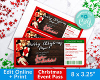 Christmas Event Pass Template Printable- Presents