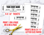 Event Ticket Editable Printable: Black and White- The Digital Download Shop