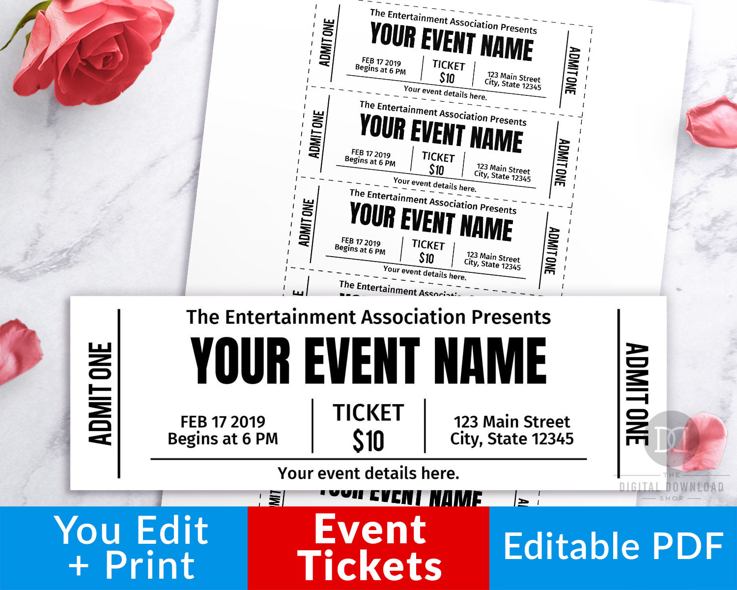 Event Ticket Editable Printable- Black and White | The Digital Download Shop event-ticket-editable-printable-black-and-white-the-digital-download-shop