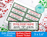 Christmas Event Ticket Template- Green Buffalo Check