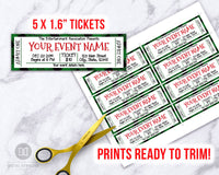 Christmas Event Ticket Template- Green Buffalo Check