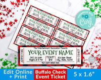 Christmas Event Ticket Template- Red Buffalo Check
