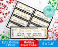 Gold Christmas Event Ticket Template *EDIT ONLINE*