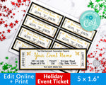 Gold Christmas Event Ticket Template Printable