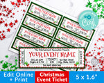 Christmas Event Ticket Template Editable Printable
