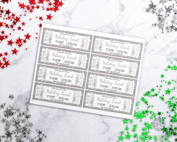 Silver Snowflake Event Ticket Printable Editable *EDIT ONLINE*