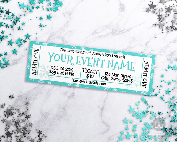 Winter Event Ticket Printable Editable