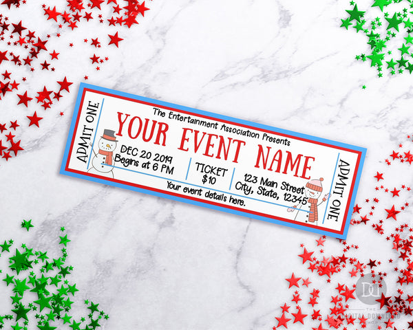 Snowman Christmas Event Ticket Template
