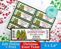 Christmas Tree Event Ticket Printable Editable