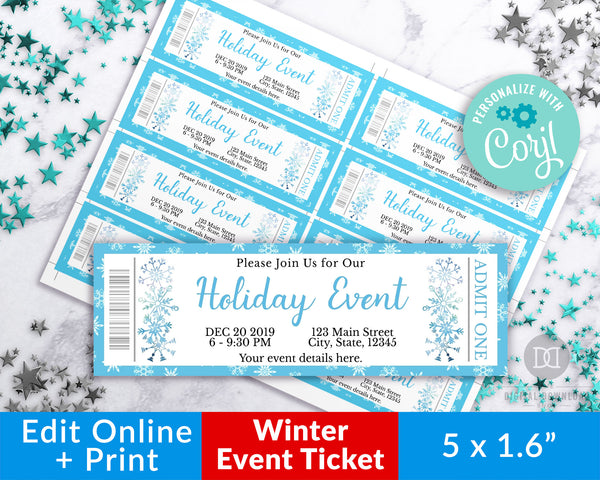 Snowflake Event Ticket Printable Editable