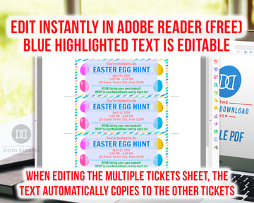Event Ticket Editable Printable- Easter Egg Hunt