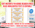 Event Ticket Editable Printable- White and Gold