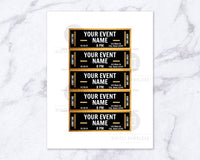 Event Ticket Editable Printable: Gold- The Digital Download Shop