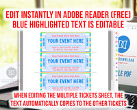 Event Ticket Editable Printable- Spring