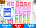 Flight Info Printable Planner Stickers