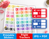 Printable planner stickers- flight tracker stickers for any planner, including Erin Condren's Life Planner. Use these to record your flight information and plan your travel!