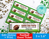 Football Event Ticket Template Printable