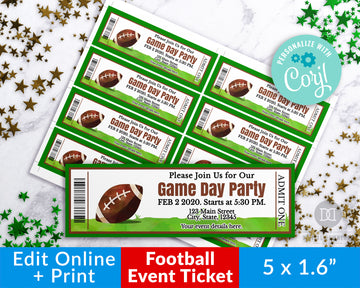 Football Event Ticket Template Printable *EDIT ONLINE*