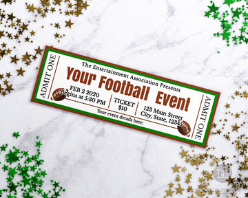 Football Invite Ticket Editable Printable *EDIT ONLINE*