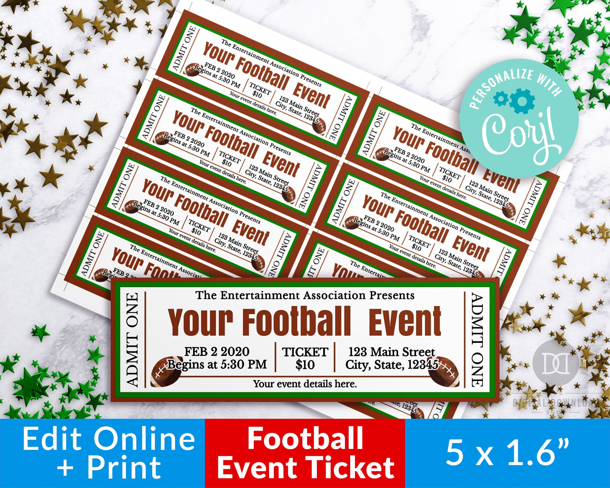 Pittsburgh Steelers Football Ticket Invitation Template (Gold and Black) -  INSTANT DOWNLOAD - Football Birthday Party - Edit and print with Adobe  Reader