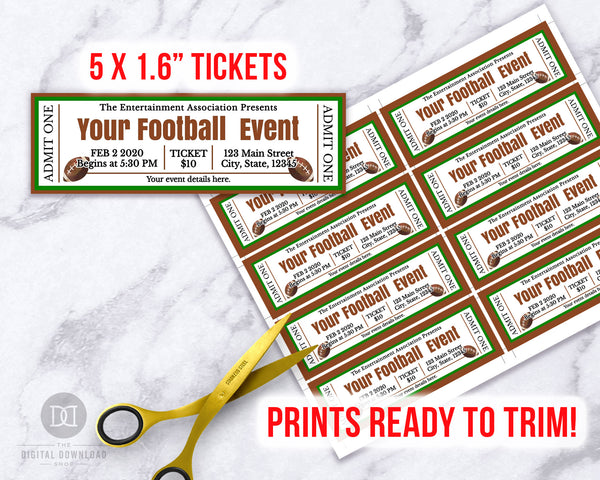 Football Invite Ticket Editable Printable