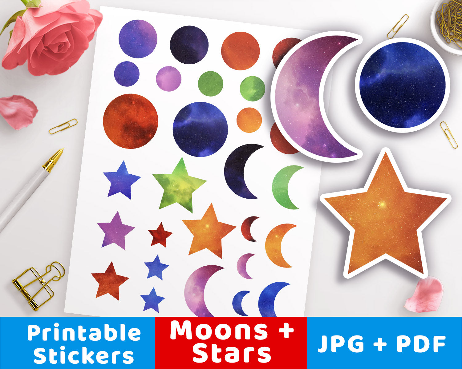Moon stickers - Planet stickers - Star planner stickers – My Sweet Paper  Card