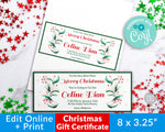 Christmas Gift Certificate Template- Elegant Greenery
