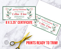 Christmas Gift Certificate Template- Elegant Greenery