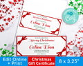 Christmas Gift Certificate Template- Ribbon *EDIT ONLINE*