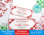 Christmas Gift Certificate Template- Ribbon