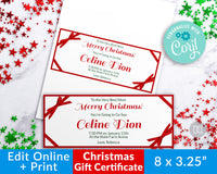 Christmas Gift Certificate Template- Ribbon