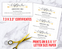 Printable Gift Certificate for Businesses- These editable gift cards are an easy, beautiful, and professional way to issue gift certificates for your business! | DIY gift certificate, business printables, #printable #smallBusiness #DigitalDownloadShop