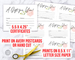 Gift Certificate Printable Editable- Rose